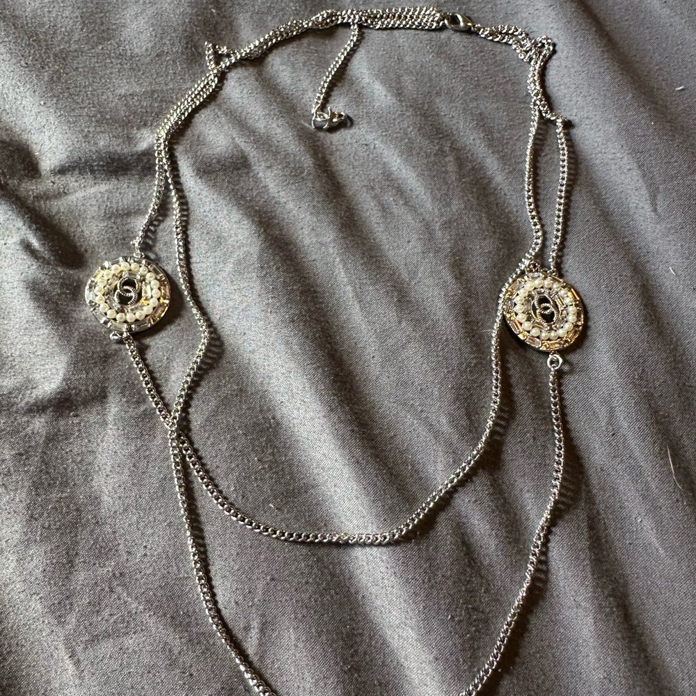 Cc Elegant Silver and Gold Necklace
